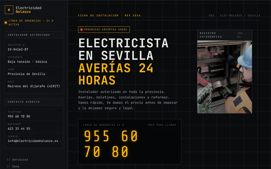 Web de Electricidad Nolasco, electricista
