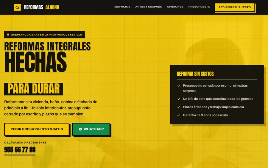 Web de Reformas Aldana, reformas
